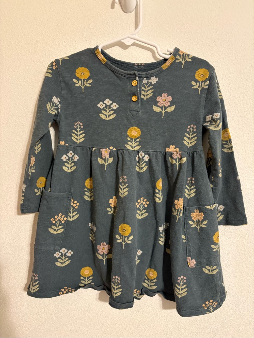 Little Co Girls' Long-Sleeve Pocket Dress Size 3T - 100% organic cotton